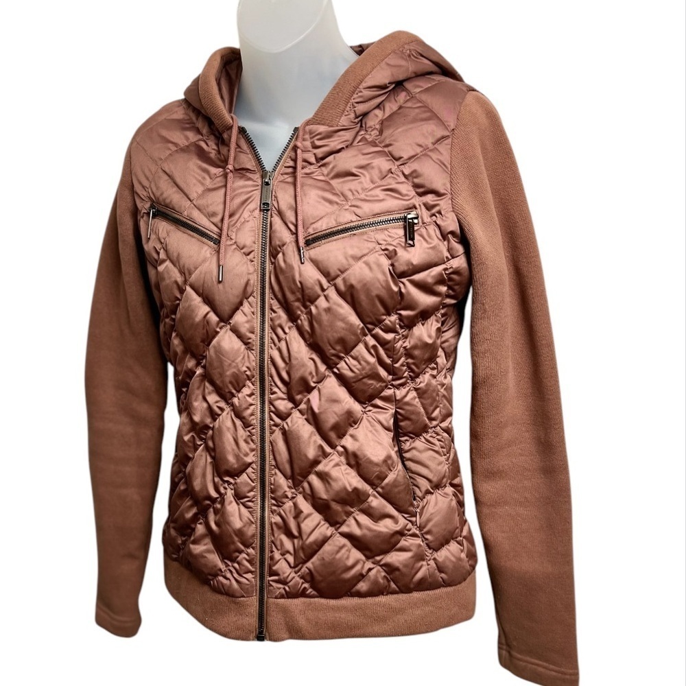 Eddie Bauer Puffer Quilted Jacket X-Small Misty Rose Goose Down Hooded - Picture 9 of 10